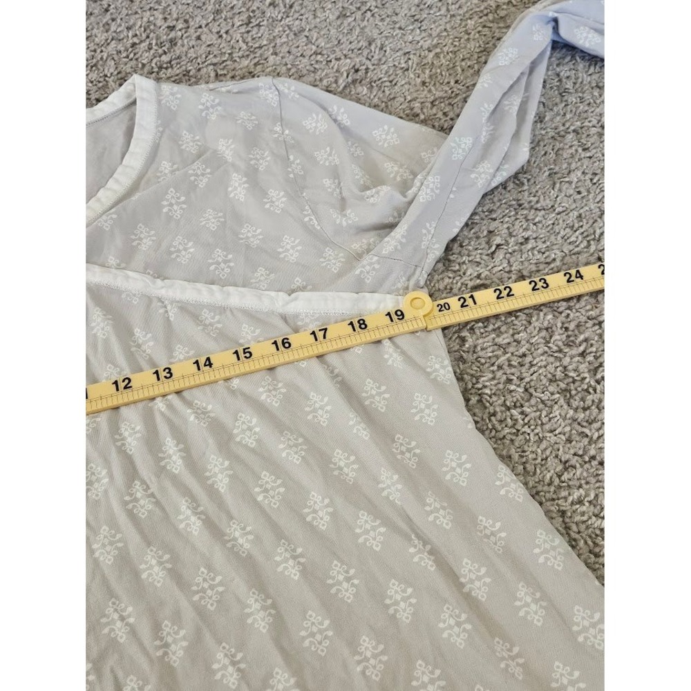 Garnet Hill Women's Pajama Top Size Large Pattern Asian Wrap Organic Cotton Gray - Picture 4 of 7